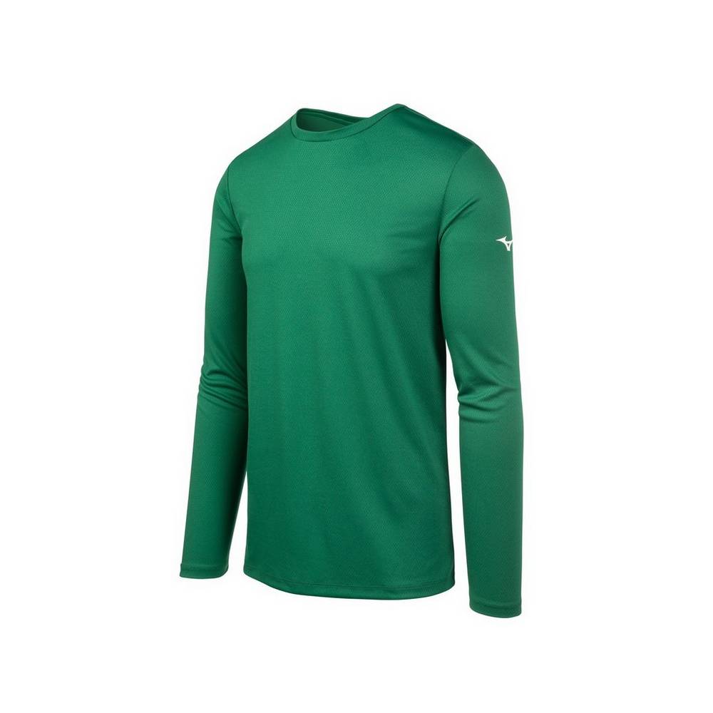 Mizuno Long Sleeve Férfi Futópóló Zöld JWG735698